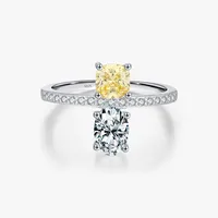 925 Sterling Silver Zircon Round Square Rings main image 2