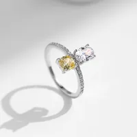 925 Sterling Silver Zircon Round Square Rings main image 5
