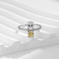 925 Sterling Silver Zircon Round Square Rings main image 4