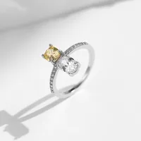 925 Sterling Silver Zircon Round Square Rings main image 3