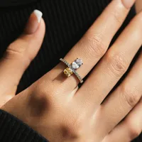 925 Sterling Silver Zircon Round Square Rings main image 1