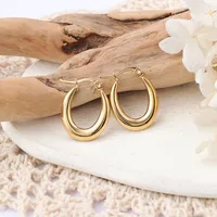 1 Pair IG Style C Shape Plating 304 Stainless Steel Hoop Earrings main image 5