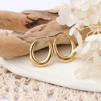1 Pair IG Style C Shape Plating 304 Stainless Steel Hoop Earrings main image 3
