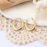 1 Pair IG Style C Shape Plating 304 Stainless Steel Hoop Earrings main image 4