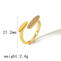304 Stainless Steel 18K Gold Plated Streetwear Polishing Plating Inlay Circle Zircon Open Rings main image 6