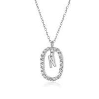 925 Sterling Silver Plating Letter Pendant Necklace sku image 7