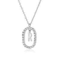 925 Sterling Silver Plating Letter Pendant Necklace sku image 10