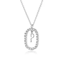 925 Sterling Silver Plating Letter Pendant Necklace sku image 8