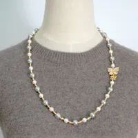 Retro Artistic Butterfly Imitation Pearl Copper Beaded Plating Gold Plated Necklace main image 5
