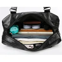 Unisex Classic Style Solid Color Pu Leather Waterproof Shopping Bags main image 3