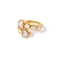 Wholesale Jewelry IG Style Heart Shape 316 Stainless Steel  Plating Open Rings main image 5