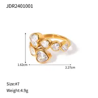 Wholesale Jewelry IG Style Heart Shape 316 Stainless Steel  Plating Open Rings sku image 1