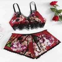 Daily Women's Elegant Lady Flower Imitated Silk Polyacrylonitrile Fiber Shorts Sets Pajama Sets main image 4