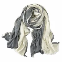 Unisex Retro Color Block Cotton Tassel Scarf main image 1
