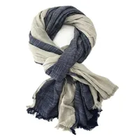 Unisex Retro Color Block Cotton Tassel Scarf main image 2