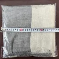 Unisex Retro Color Block Cotton Tassel Scarf main image 4