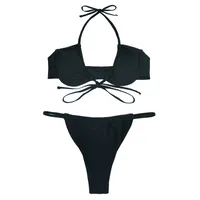 Women's Solid Color 2 Pieces Set Bikinis Swimwear main image 2