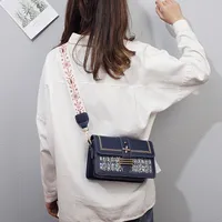 Women's Small Pu Leather Color Block Preppy Style Classic Style Square Flip Cover Shoulder Bag main image 5