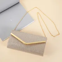 Gold Silver Polyester Solid Color Square Evening Bags main image 2
