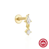 1 Piece Simple Style Flower Plating Sterling Silver Zircon Ear Studs sku image 2