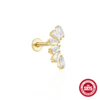 1 Piece Simple Style Flower Plating Sterling Silver Zircon Ear Studs sku image 11