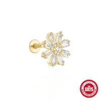 1 Piece Simple Style Flower Plating Sterling Silver Zircon Ear Studs sku image 15
