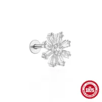 1 Piece Simple Style Flower Plating Sterling Silver Zircon Ear Studs sku image 16