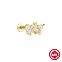 1 Piece Simple Style Flower Plating Sterling Silver Zircon Ear Studs sku image 9
