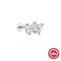 1 Piece Simple Style Flower Plating Sterling Silver Zircon Ear Studs sku image 10