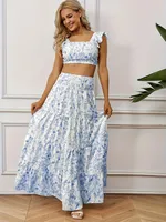 Daily Street Women's Elegant Flower Spandex Polyester Skirt Sets Skirt Sets sku image 7