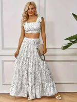 Daily Street Women's Elegant Flower Spandex Polyester Skirt Sets Skirt Sets sku image 8