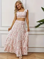 Daily Street Women's Elegant Flower Spandex Polyester Skirt Sets Skirt Sets sku image 15