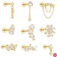 1 Piece Simple Style Flower Plating Sterling Silver Zircon Ear Studs main image 1