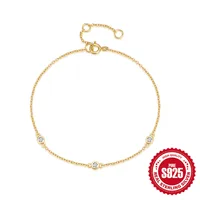 S925 Sterling Silver Three Zircon Inlaid Daily Wear Women's Bracelet Japanese And Korean Temperamental Personalized Minority High-Grade Bracelet sku image 1