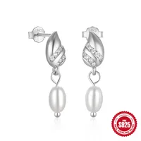 1 Pair 925 Sterling Silver Zircon Geometric Drop Earrings main image 4