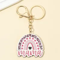 1 Piece Sweet Letter Rainbow Alloy Wood Mother'S Day Women's Lobster Trigger Clasp Closure Keychain main image 3