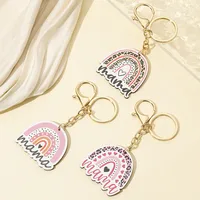 1 Piece Sweet Letter Rainbow Alloy Wood Mother'S Day Women's Lobster Trigger Clasp Closure Keychain main image 1