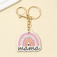 1 Piece Sweet Letter Rainbow Alloy Wood Mother'S Day Women's Lobster Trigger Clasp Closure Keychain main image 2
