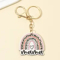 1 Piece Sweet Letter Rainbow Alloy Wood Mother'S Day Women's Lobster Trigger Clasp Closure Keychain main image 4