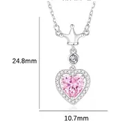 925 Sterling Silver Zircon Cable Chain Polishing Plating Inlay Heart Shape Crown Pendant Necklace main image 6