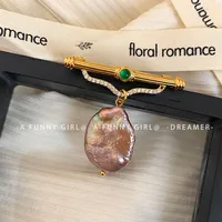 Elegant Simple Style Printing Freshwater Pearl Copper Plating Inlay Zircon Women's Brooches main image 4