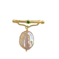 Elegant Simple Style Printing Freshwater Pearl Copper Plating Inlay Zircon Women's Brooches main image 5