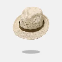 Unisex Basic Solid Color Flat Eaves Fedora Hat main image 2