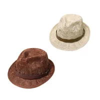 Unisex Basic Solid Color Flat Eaves Fedora Hat main image 5