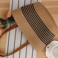 Women's Small Straw Color Block Streetwear Shell Zipper Underarm Bag main image 3
