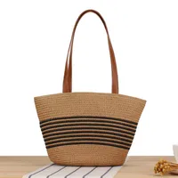 Women's Small Straw Color Block Streetwear Shell Zipper Underarm Bag main image 1