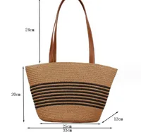 Women's Small Straw Color Block Streetwear Shell Zipper Underarm Bag main image 5