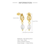 1 Pair 925 Sterling Silver Zircon Geometric Drop Earrings main image 6