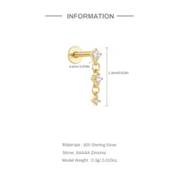 1 Piece Simple Style Flower Plating Sterling Silver Zircon Ear Studs main image 6