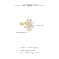 1 Piece Simple Style Flower Plating Sterling Silver Zircon Ear Studs main image 9